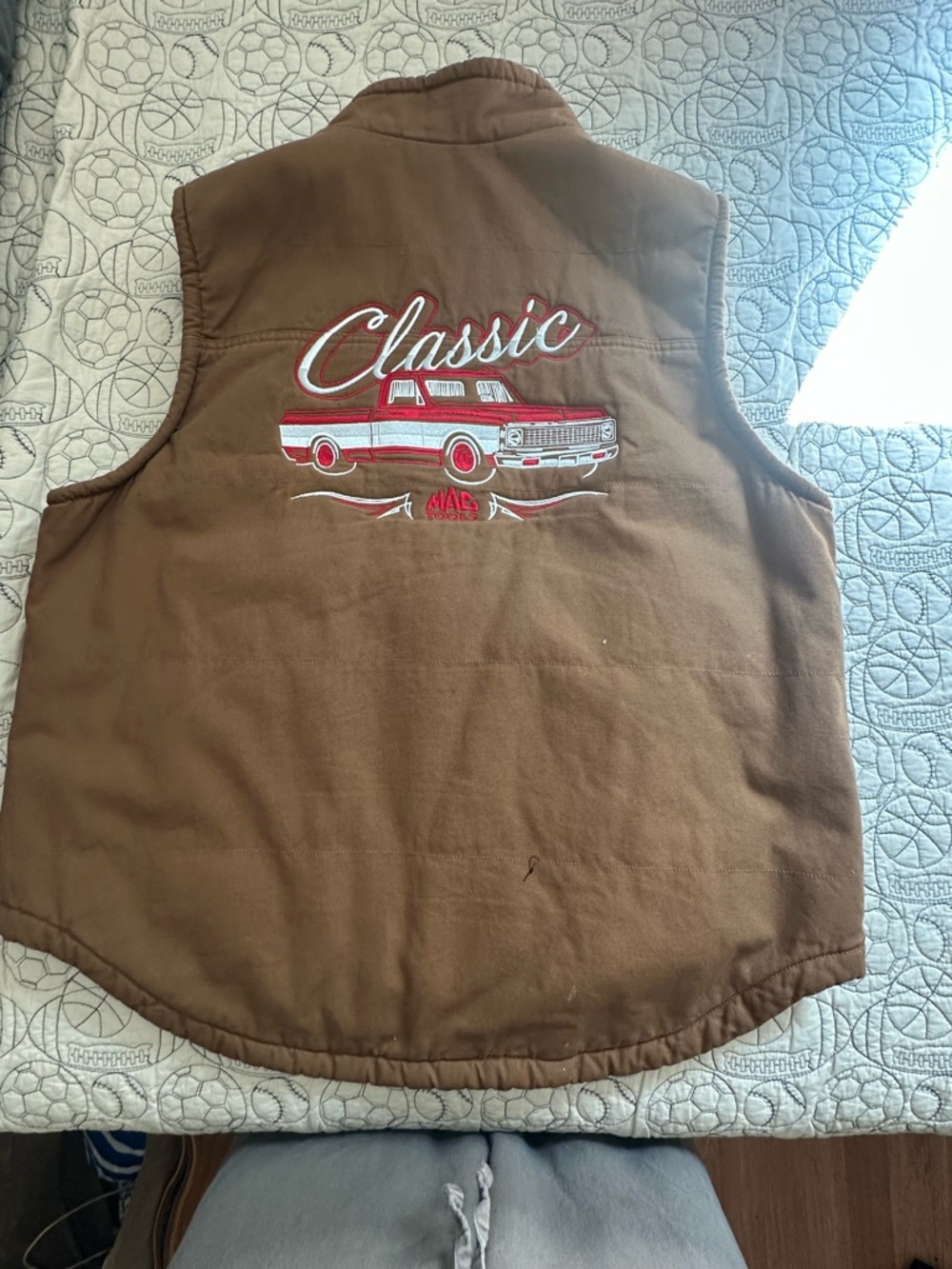 Mac Tools Men Large Vest. Lee Brown Canvas Sherpa with Red Embroidery - Picture 2 of 3